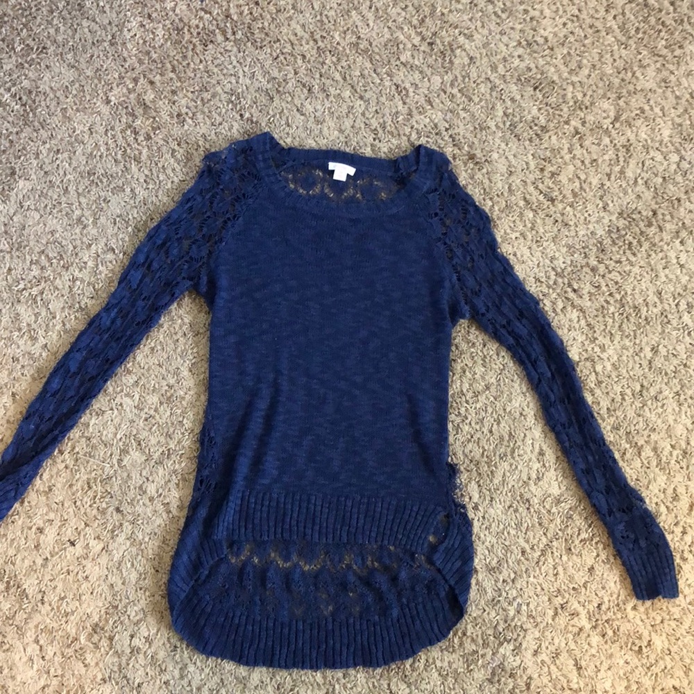Xhilaration Blue long sleeve Lace Shirt